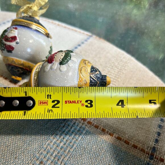 Vintage Christmas Ornament Hinged Porcelain Trinket Boxes – Santa & Snowman - Picture 13 of 14